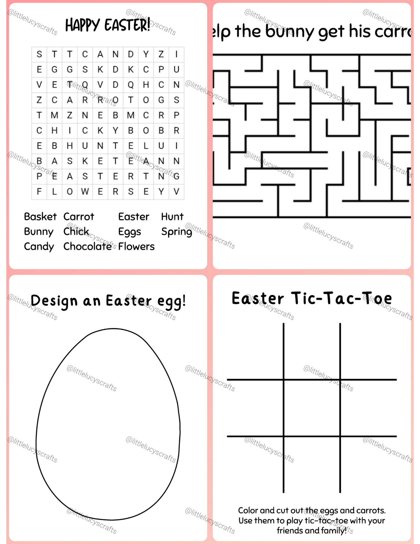 Easter Activity Sheets Bundle - 4 pages